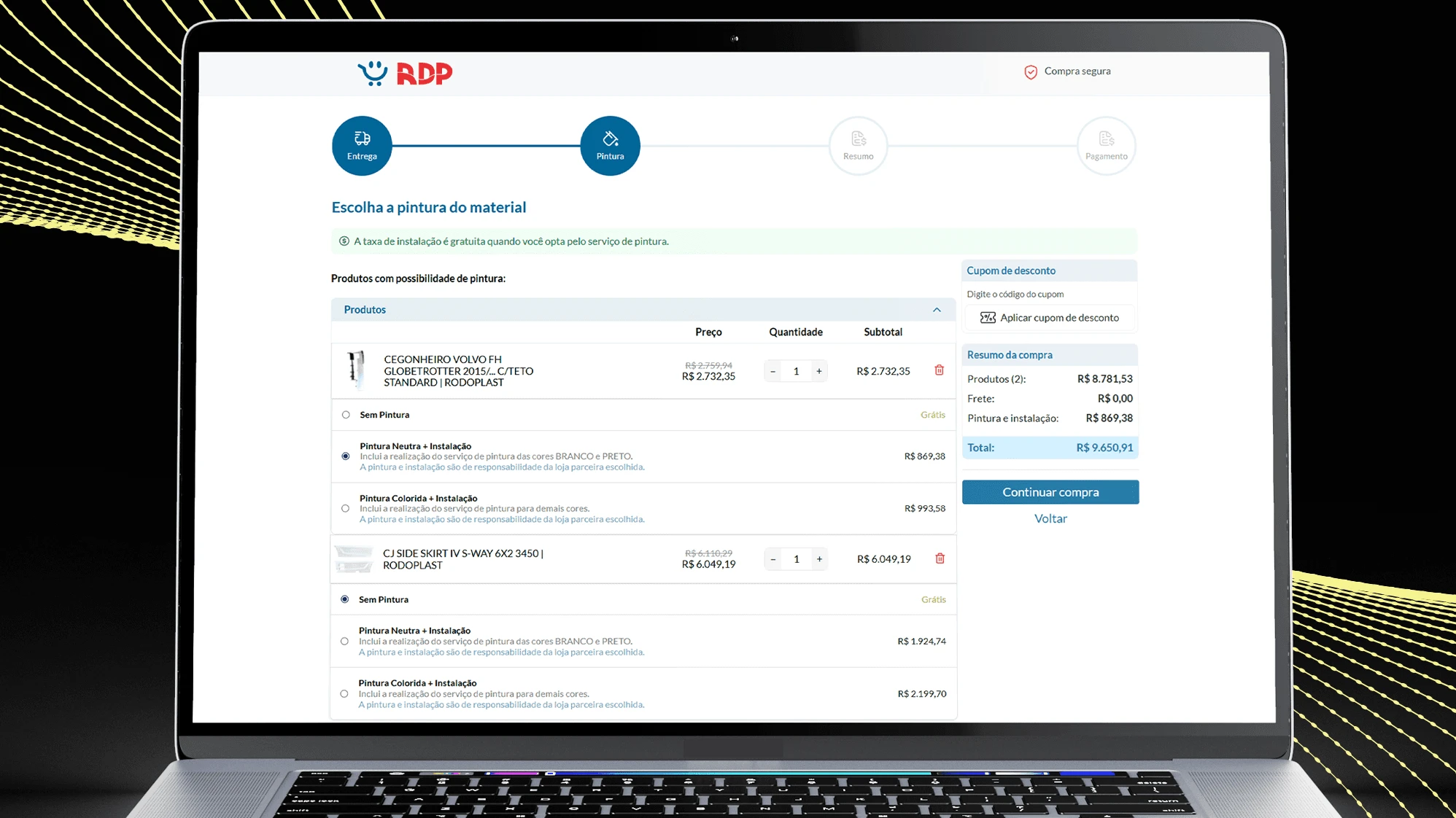 Site da Rodoplast em um notebook