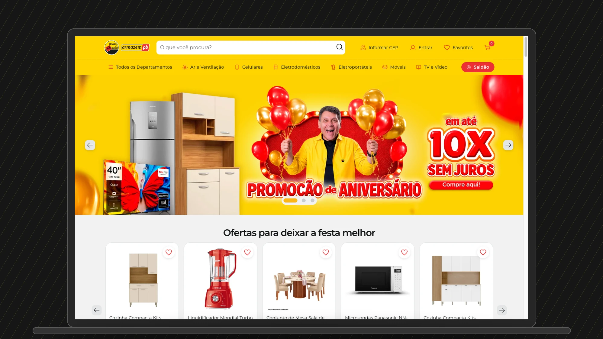 Site da Armazém Paraíba em um notebook