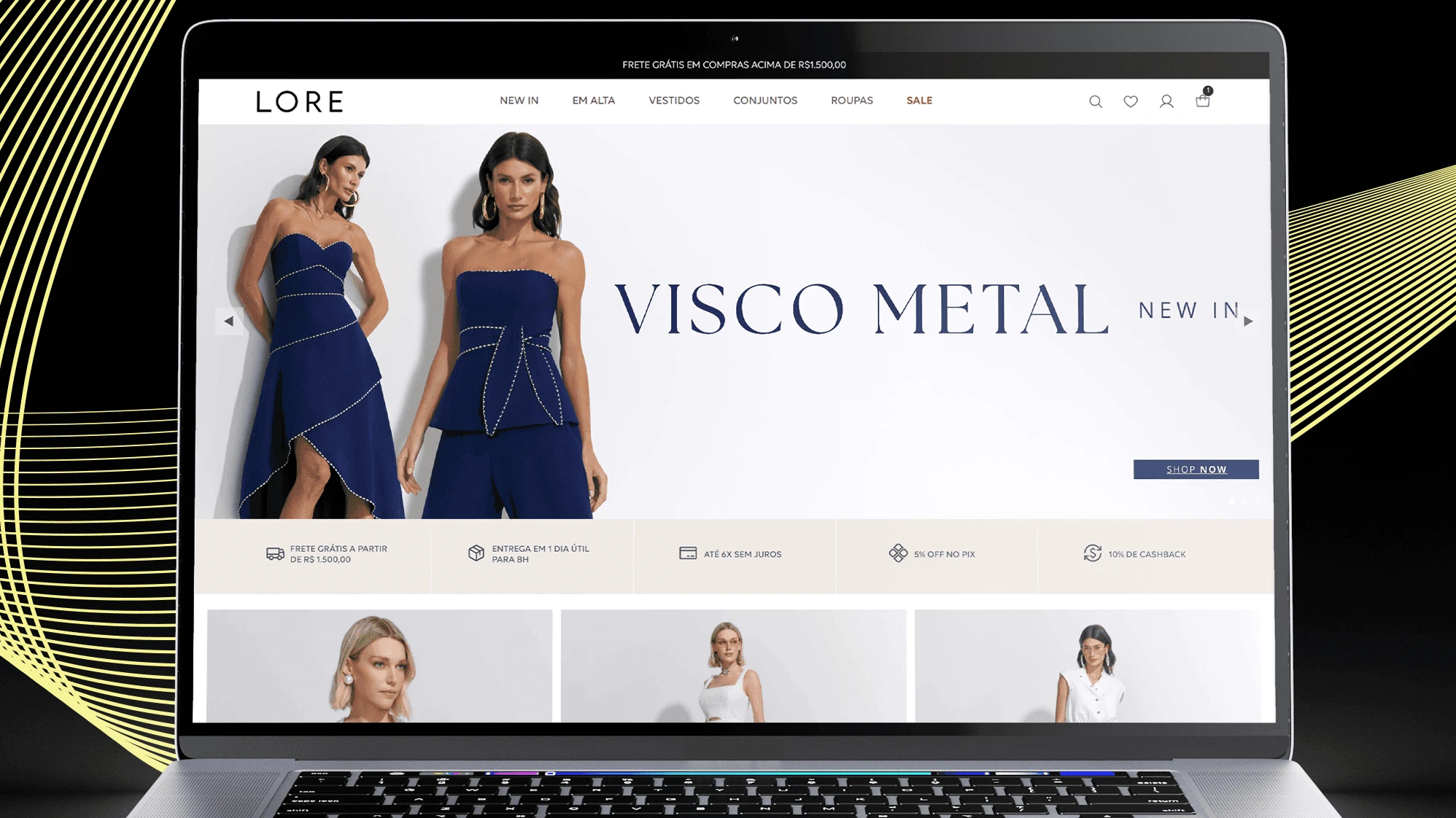 Site da Lore em um notebook
