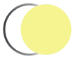 Uma ilustração simples de um sol com formato crescente curvo, representando um corpo celeste e sua luz.