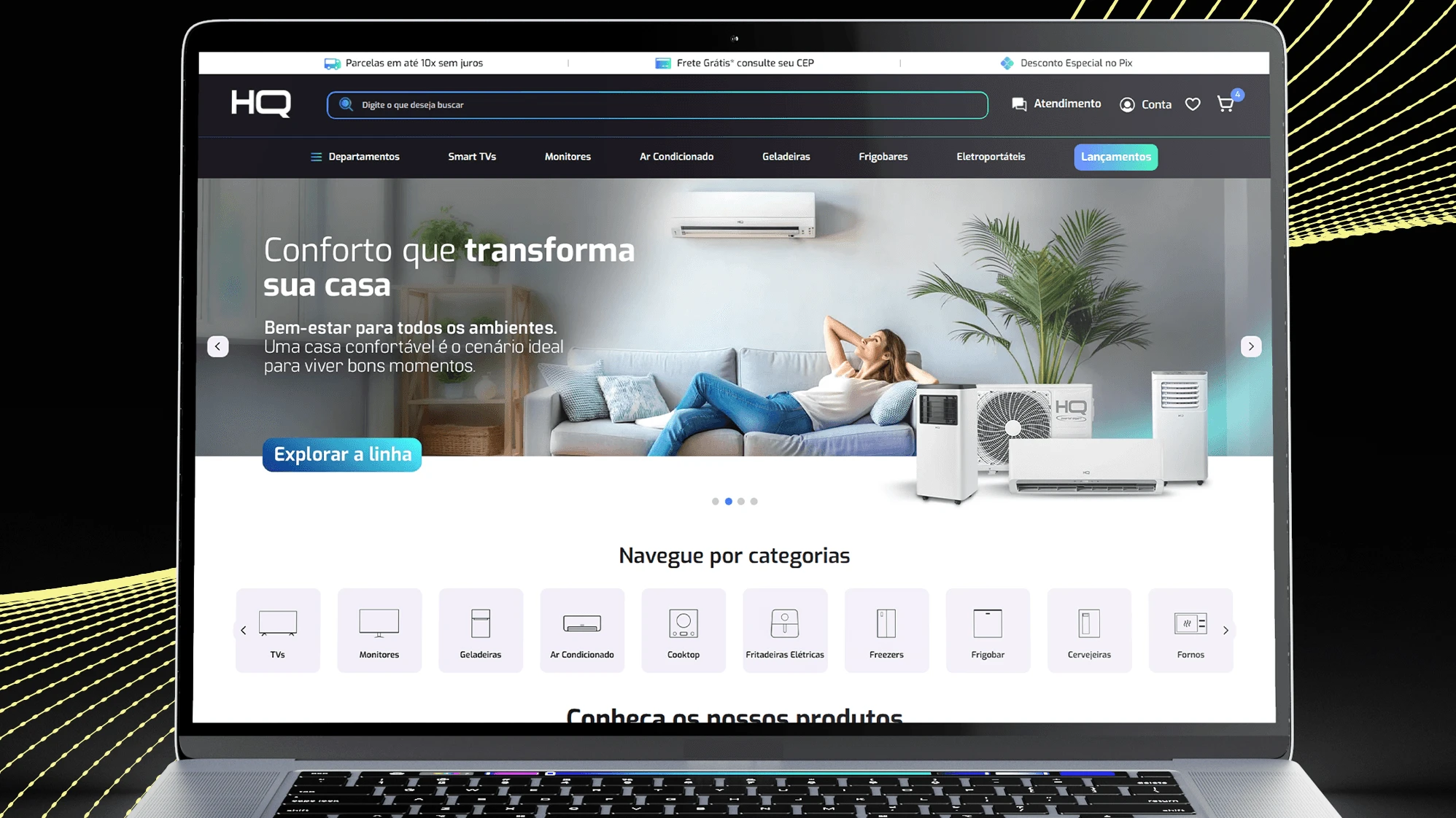 Site da HQ em um notebook